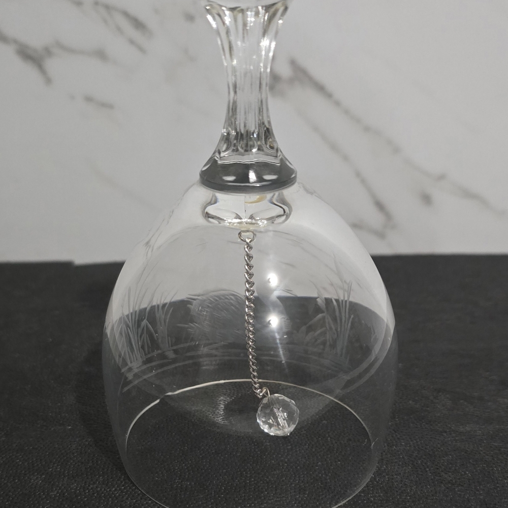 Vintage Glass Bell - Clear Crystal Etched 'Swan' River